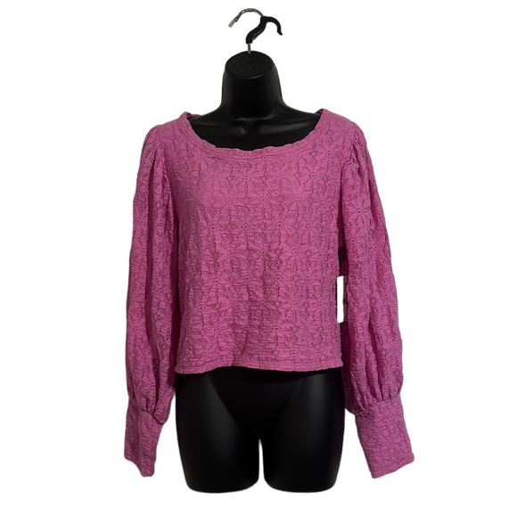 Free People Tops - NWT Free People Tea Time Plumeria Boho Cropped Long Puffy Sleeve Shirt Sz XL